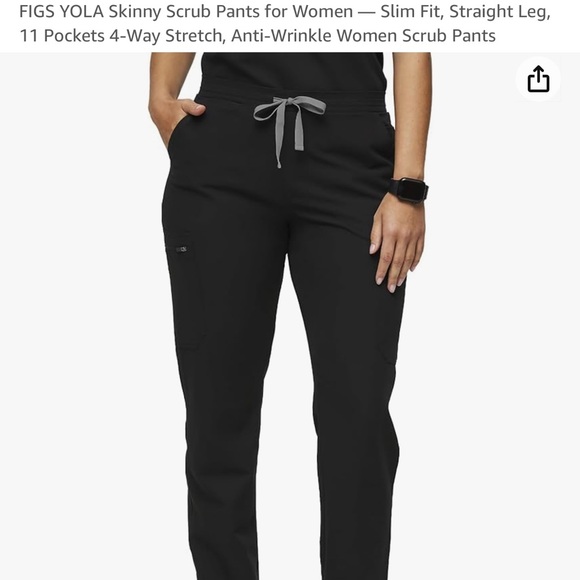 NWT FIGS Yola Skinny Scrub Pants in Black Size S Regular - Picture 3 of 13